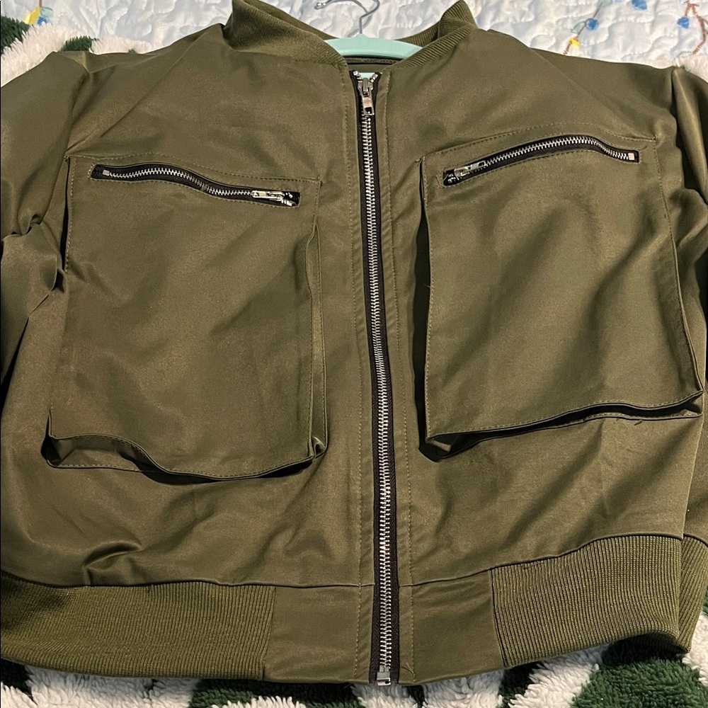 Olive Green Utility Bomber Jacket with matching pants. XL